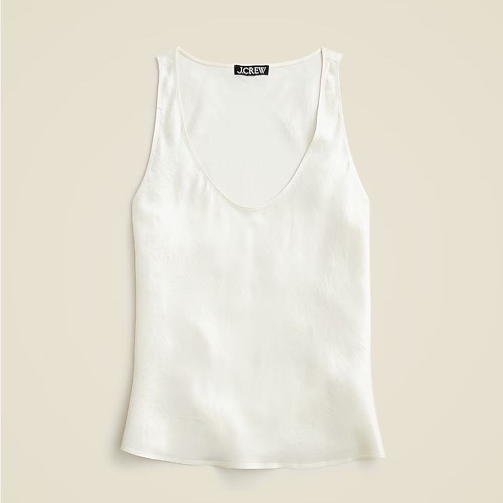 J. CREW Women's White Scoop Neck Tank Top in textured satin - Size Small - NEW!